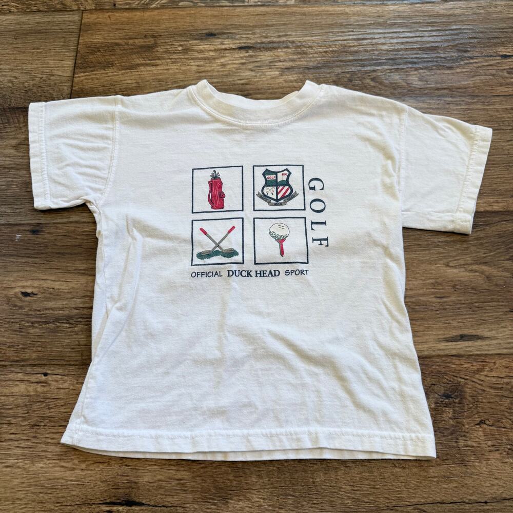 Vintage 90s Kids Duck Head Sport Golf Tee Shirt